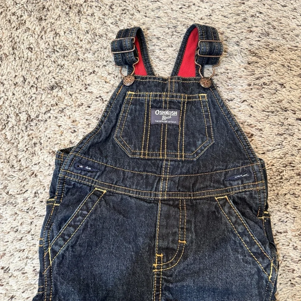 Oshkosh Denim Lined Red Overalls Size‎ 12 Months